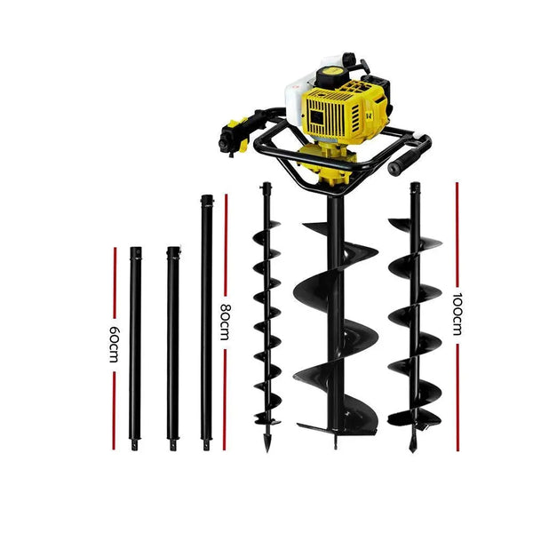 Giantz Post Hole Digger 92CC Petrol Auger Diggers Drill Borer Fence Earth Power Deals499