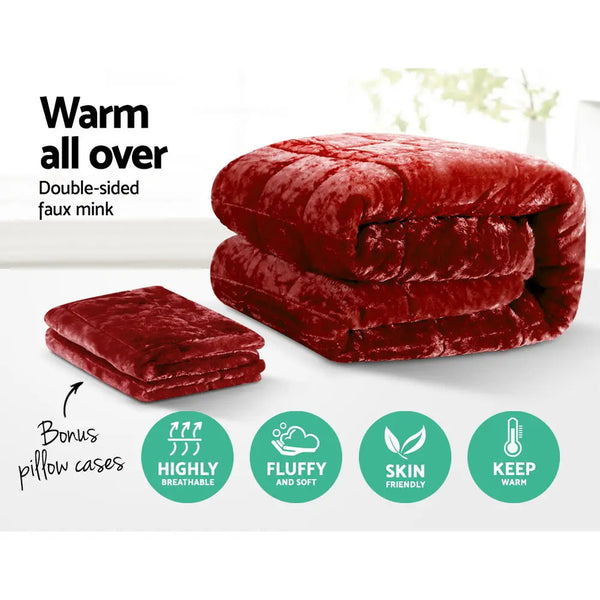 Giselle Bedding Faux Mink Quilt King Size Burgundy from Deals499 at Deals499