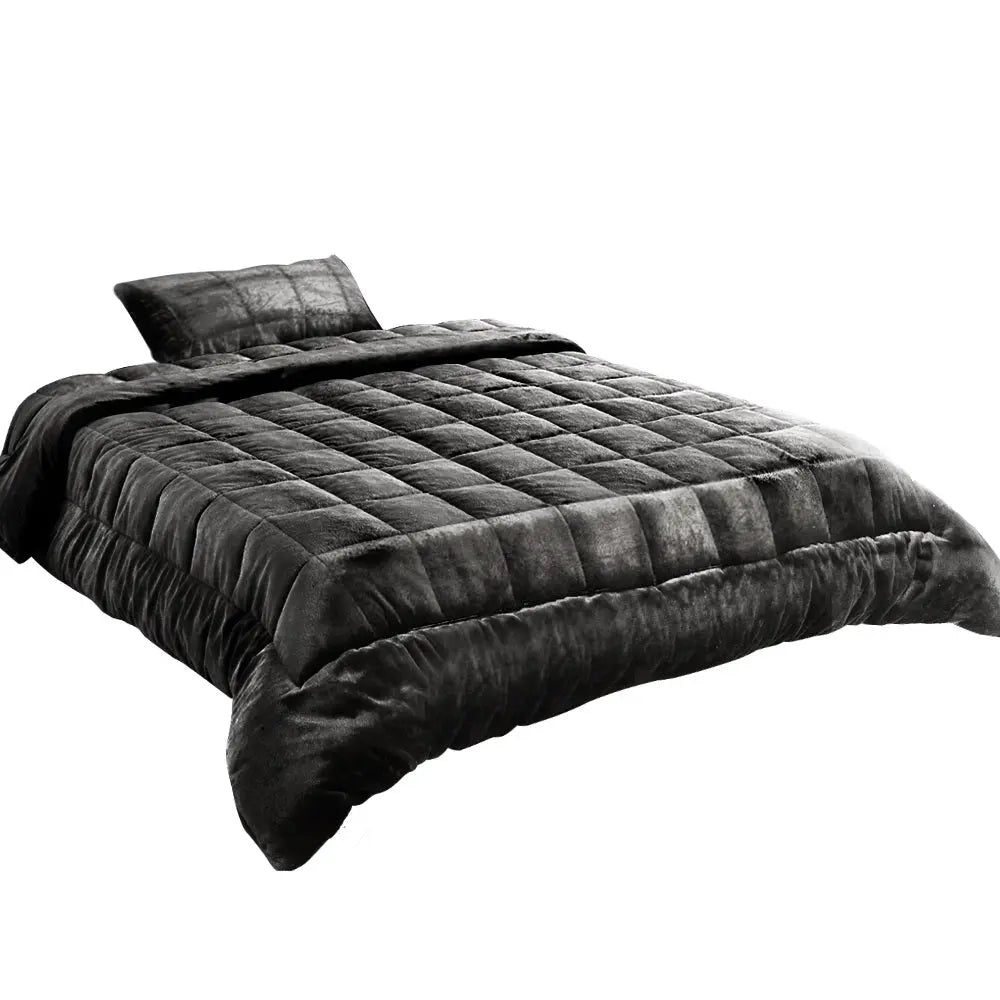 Giselle Bedding Faux Mink Quilt Single Size Charcoal Deals499