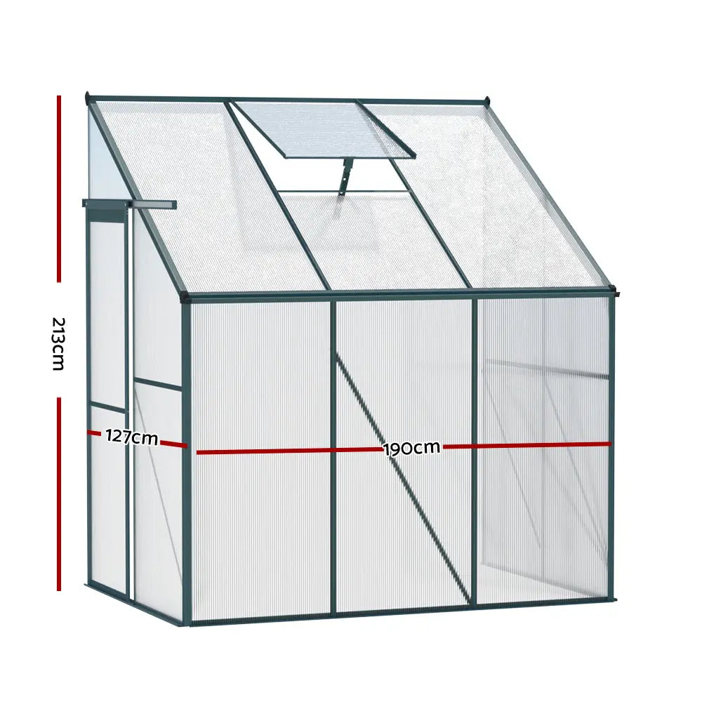 Greenfingers Greenhouse Aluminium Polycarbonate Green House Garden Shed1.9x1.27M Deals499