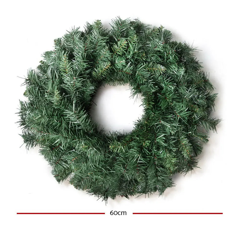 Jingle Jollys Christmas Wreath 60cm Xmas Tree Decoration Green Deals499