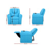 Keezi Kids Recliner Chair Blue PU Leather Sofa Lounge Couch Children Armchair Deals499