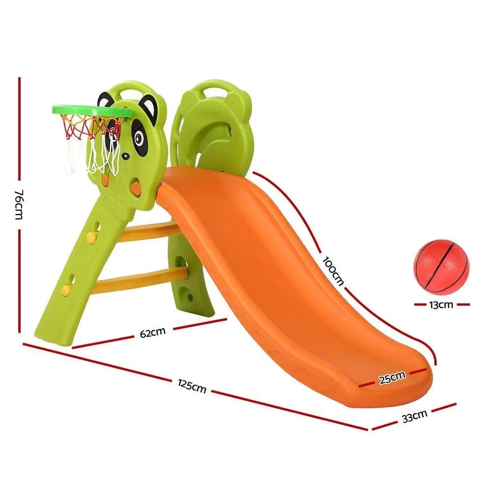 Keezi Kids Slide Basketball Hoop Activity Center Outdoor Toddler Play Set Orange Deals499