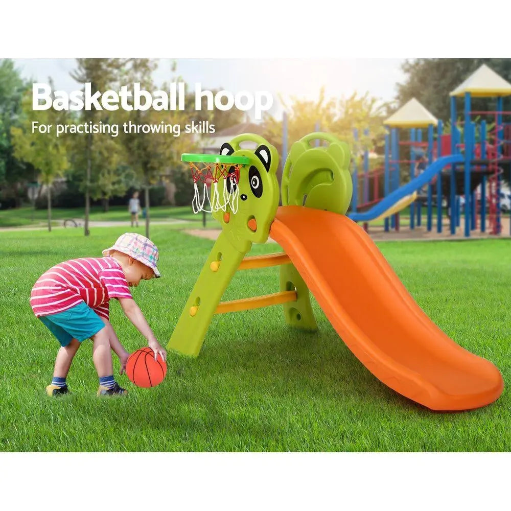 Keezi Kids Slide Basketball Hoop Activity Center Outdoor Toddler Play Set Orange Deals499