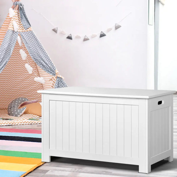 Keezi Kids Wooden Toy Chest Storage Blanket Box White Children Room Organiser Deals499