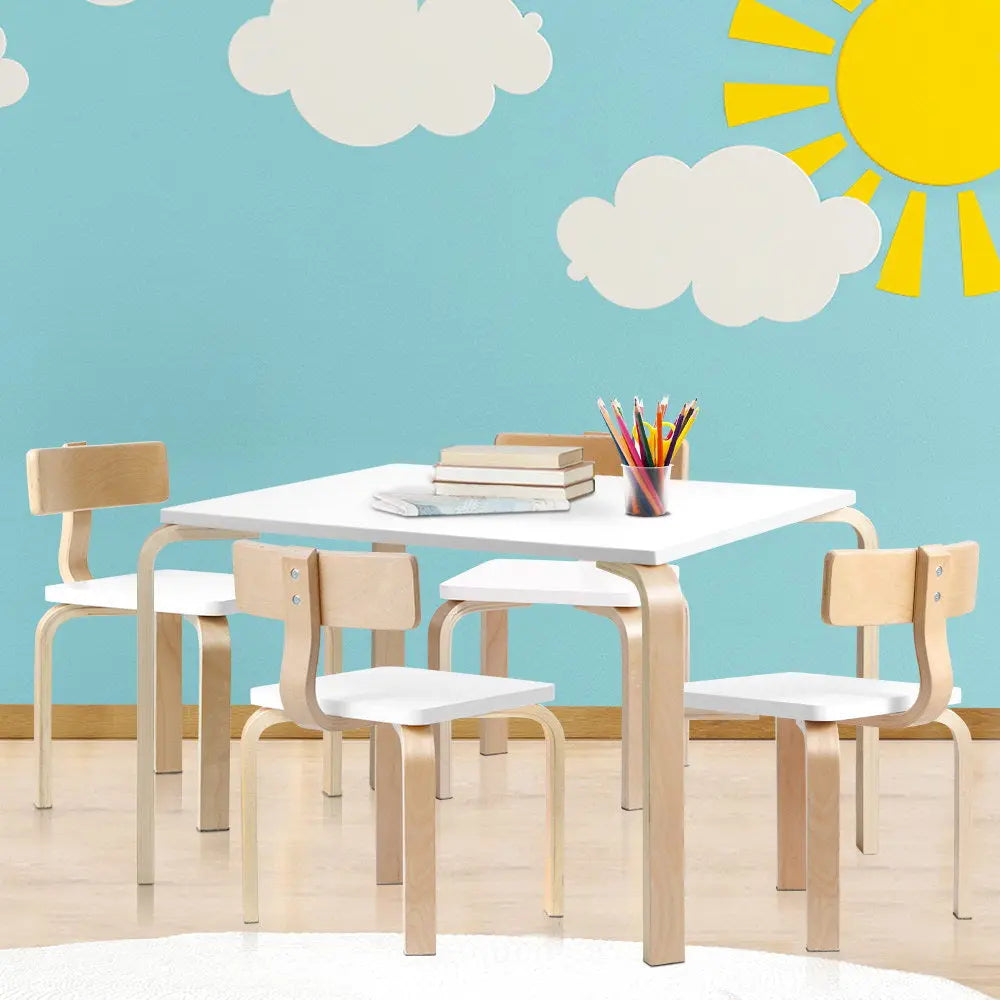 Keezi Nordic Kids Table Chair Set Desk 5PC Activity Dining Study Children Modern Deals499