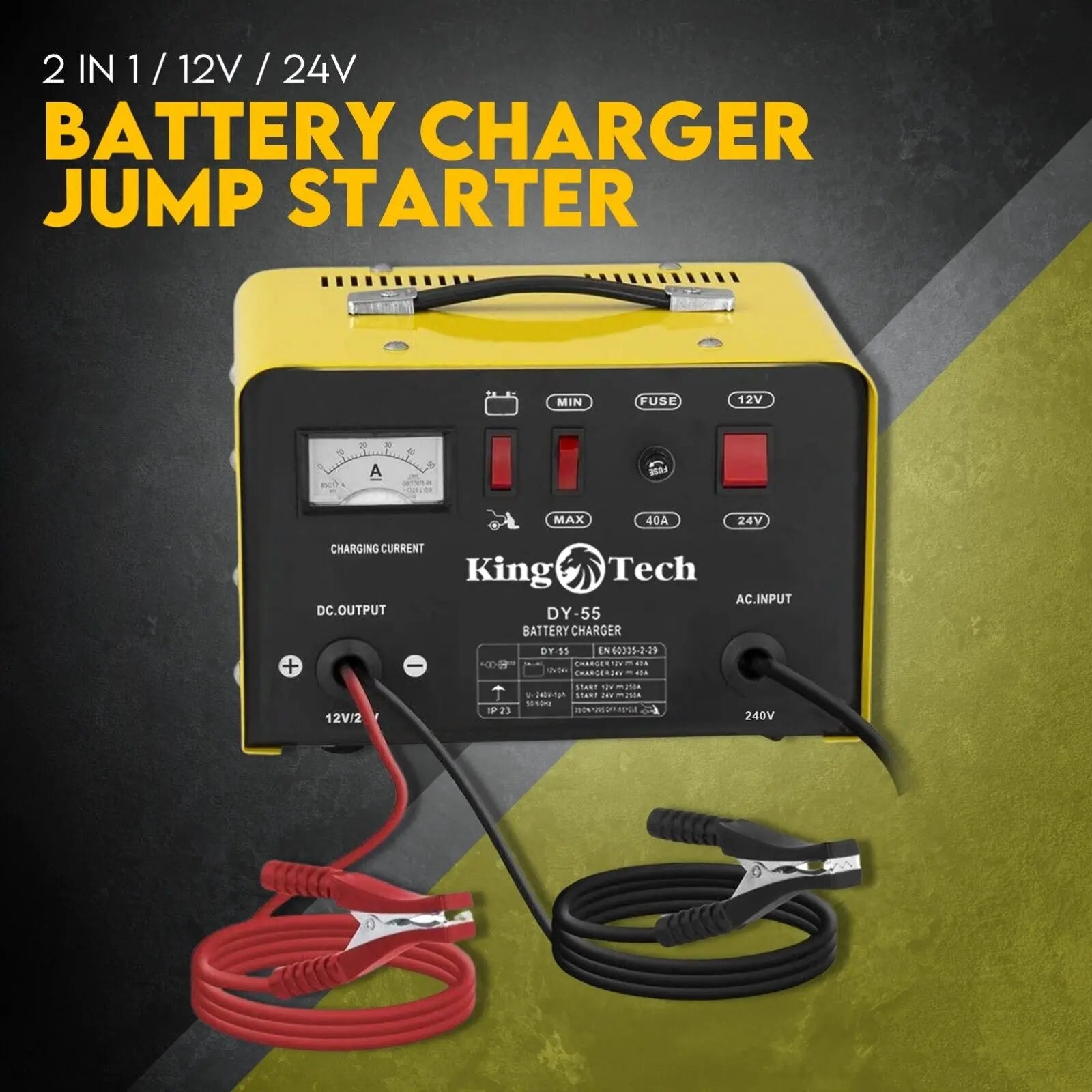 Kingtech 2in1 Battery Charger Jump Starter New Dual Heavy Duty Car Charger 40Amp from Deals499 at Deals499