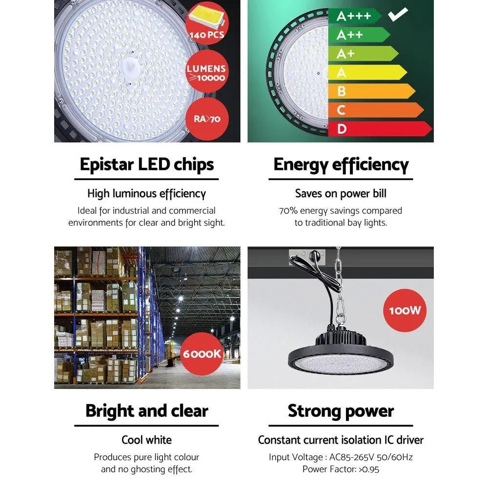 Leier LED High Bay Lights Light 100W Industrial Workshop Warehouse Gym Deals499