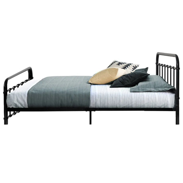 Metal Bed Frame Double Size Platform Foundation Mattress Base Leo Black Deals499