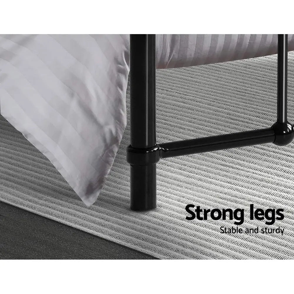 Metal Bed Frame Double Size Platform Foundation Mattress Base Leo Black Deals499