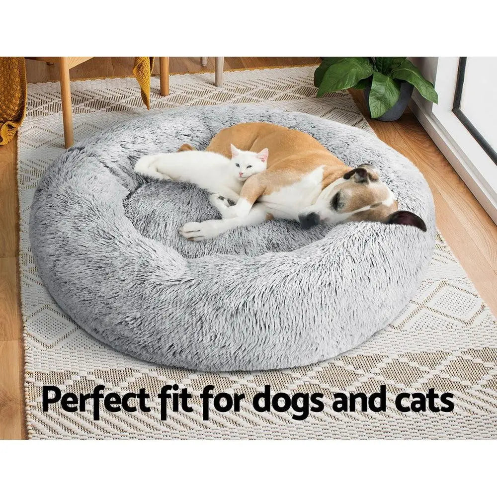 Pet Bed Dog Cat Calming Bed Large 90cm Charcoal Sleeping Comfy Cave Washable Deals499