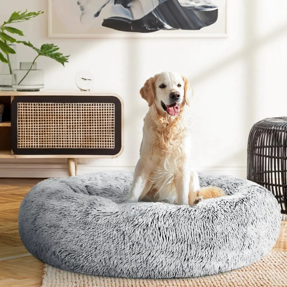 Pet Bed Dog Cat Calming Bed Large 90cm Charcoal Sleeping Comfy Cave Washable Deals499