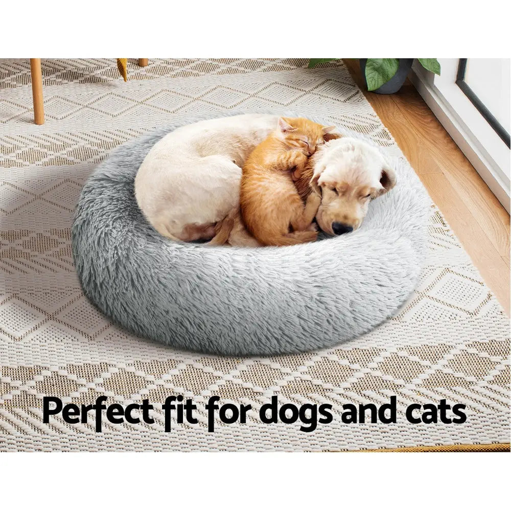 Pet Bed Dog Cat Calming Bed Small 60cm Light Grey Sleeping Comfy Cave Washable Deals499