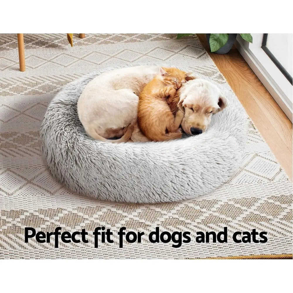 Pet Bed Dog Cat Calming Bed Small 60cm White Sleeping Comfy Cave Washable Deals499