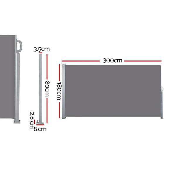 Set of 2 Instahut Side Awning Sun Shade Outdoor Blinds Retractable Screen 1.8X3M GR Deals499