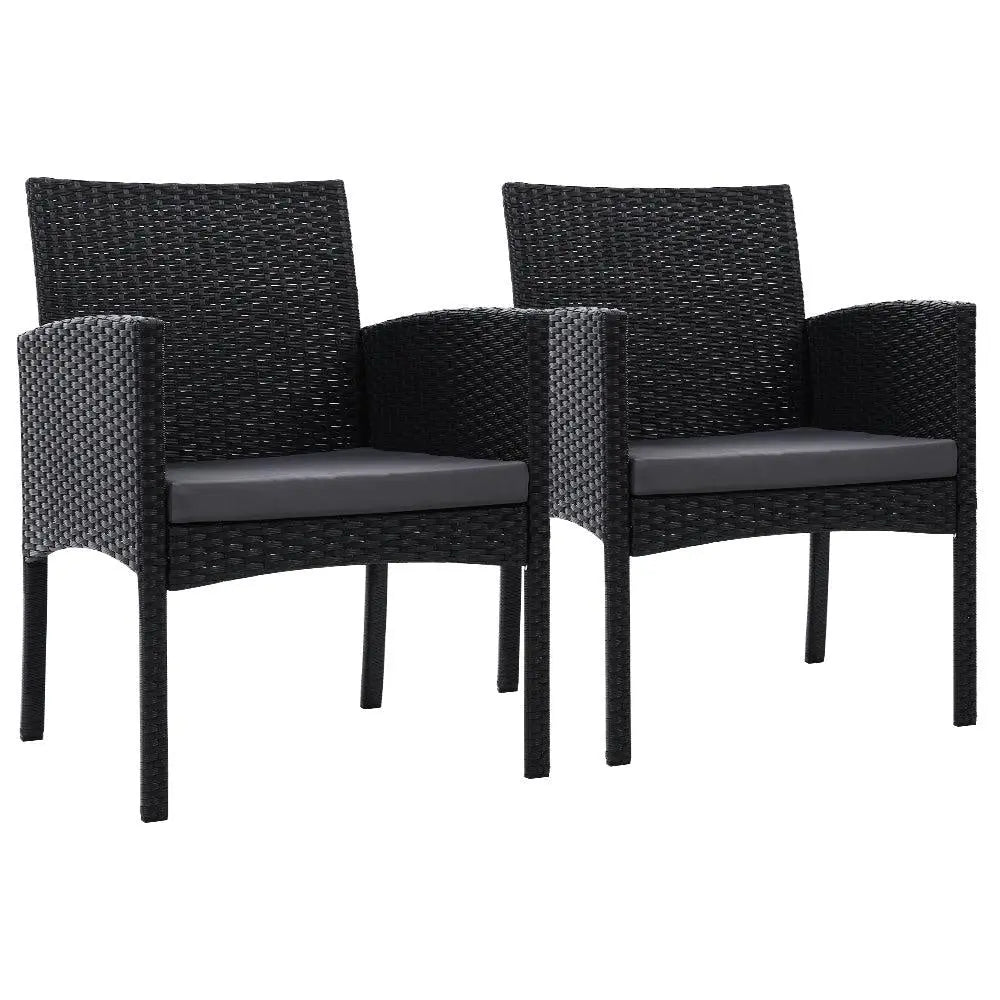 Set of 2 Outdoor Bistro Chairs Patio Furniture Dining Chair Wicker Garden Cushion Gardeon Deals499