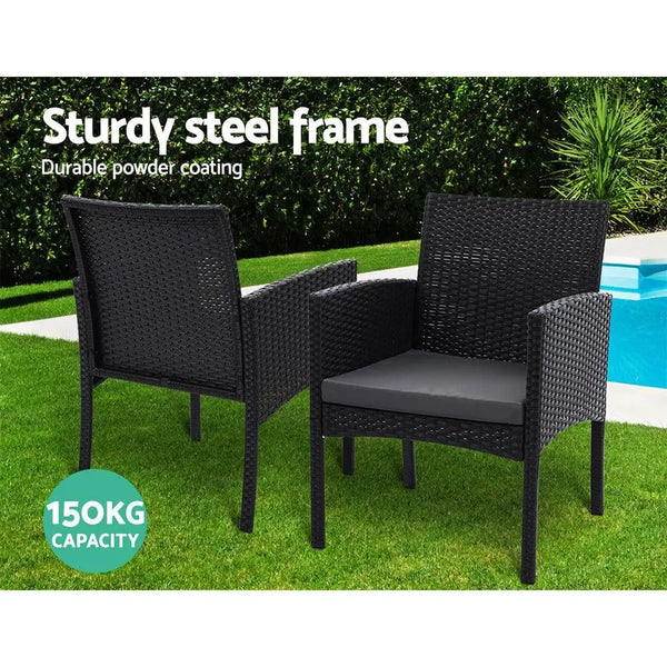 Set of 2 Outdoor Bistro Chairs Patio Furniture Dining Chair Wicker Garden Cushion Gardeon Deals499