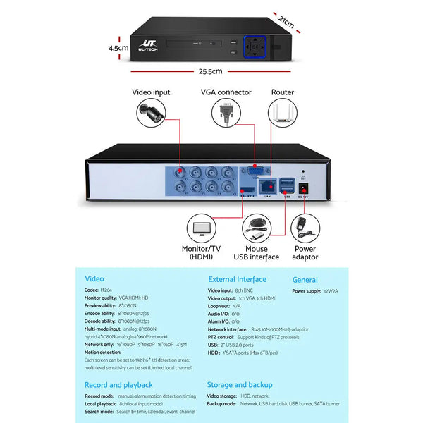 UL Tech 1080P 8 Channel HDMI CCTV Security Camera with 1TB Hard Drive Deals499