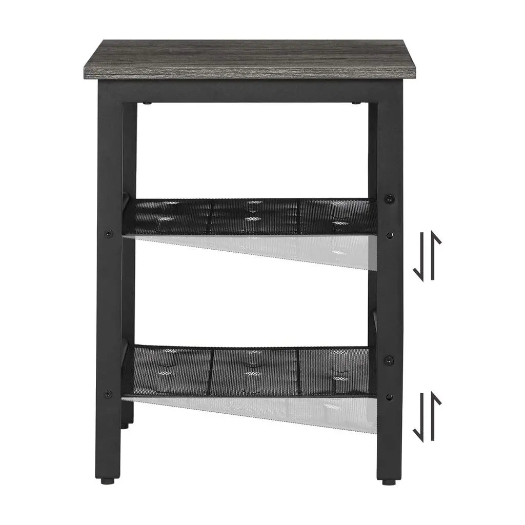 VASAGLE Set of 2 Charcoal Gray and Black Side Table with Adjustable Mesh Shelves LET024B04 Deals499