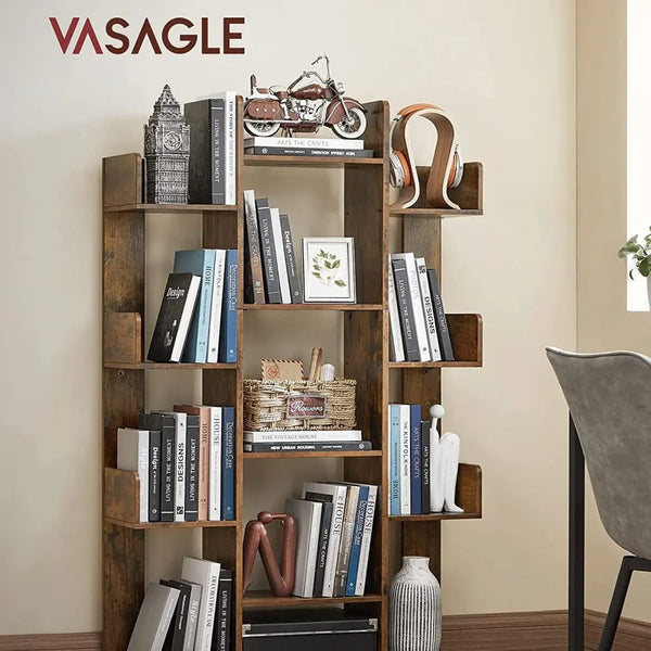 VASAGLE Tree-Shaped Bookcase with 13 Storage Shelves Rounded Corners Rustic Brown LBC67BXV1 Deals499