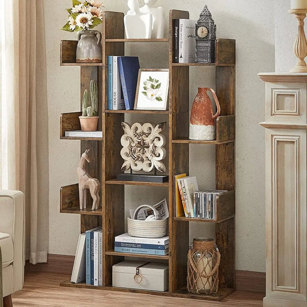 VASAGLE Tree-Shaped Bookcase with 13 Storage Shelves Rounded Corners Rustic Brown LBC67BXV1 Deals499