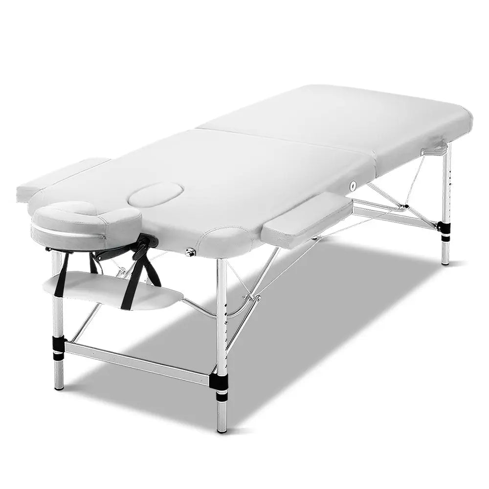 Zenses 75cm Wide Portable Aluminium Massage Table Two Fold Treatment Beauty Therapy White Deals499