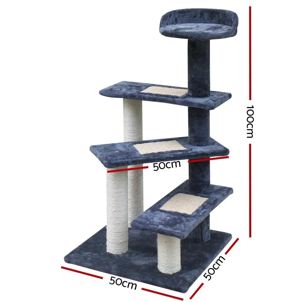 i.Pet Cat Tree 100cm Trees Scratching Post Scratcher Tower Condo House Furniture Wood Steps Deals499