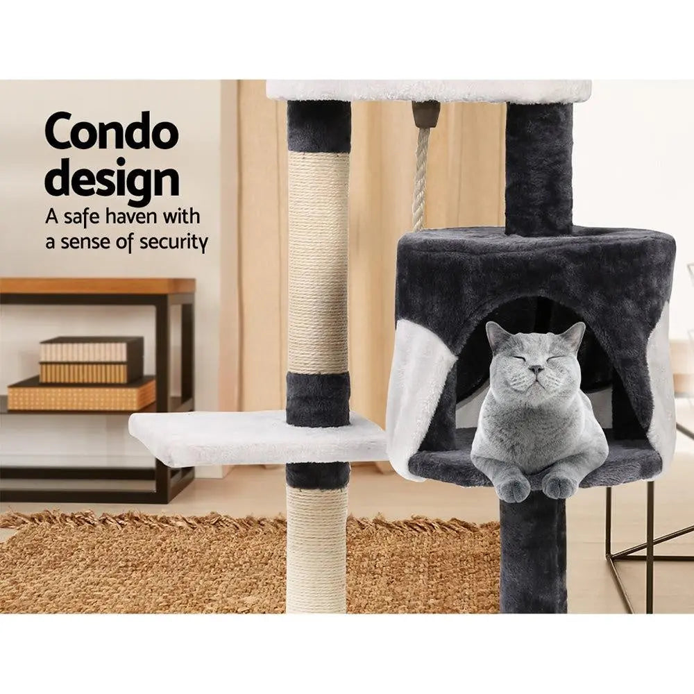 i.Pet Cat Tree 112cm Trees Scratching Post Scratcher Tower Condo House Furniture Wood Deals499