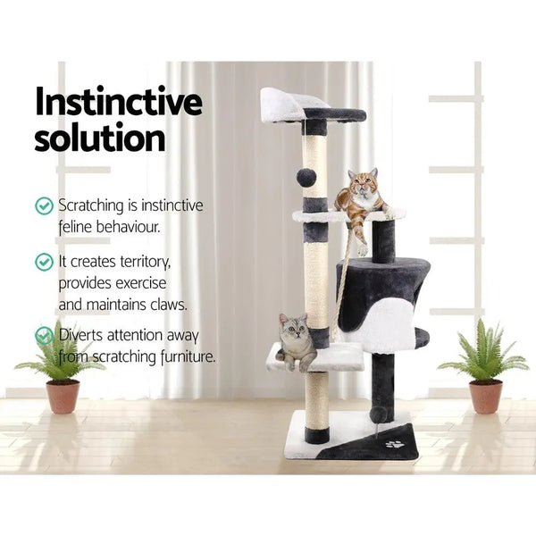 i.Pet Cat Tree 112cm Trees Scratching Post Scratcher Tower Condo House Furniture Wood Deals499