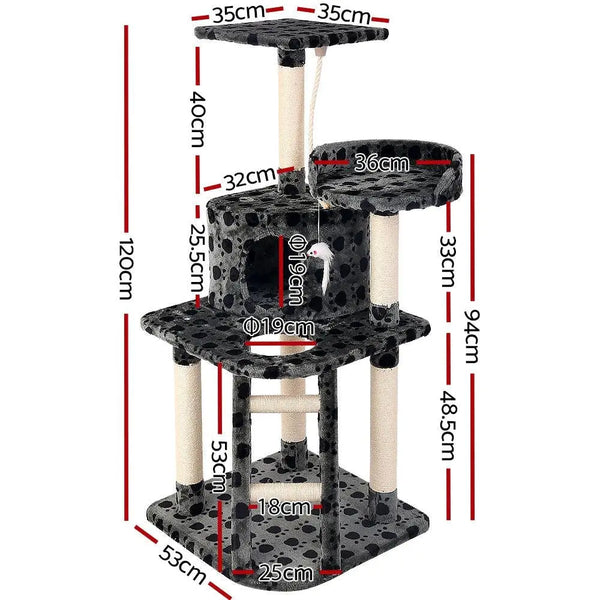 i.Pet Cat Tree 120cm Trees Scratching Post Scratcher Tower Condo House Furniture Wood 120cm Deals499