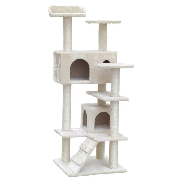 i.Pet Cat Tree 134cm Trees Scratching Post Scratcher Tower Condo House Furniture Wood Beige Deals499