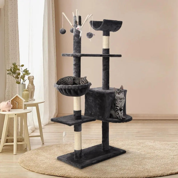 i.Pet Cat Tree 140cm Trees Scratching Post Scratcher Tower Condo House Furniture Wood Deals499