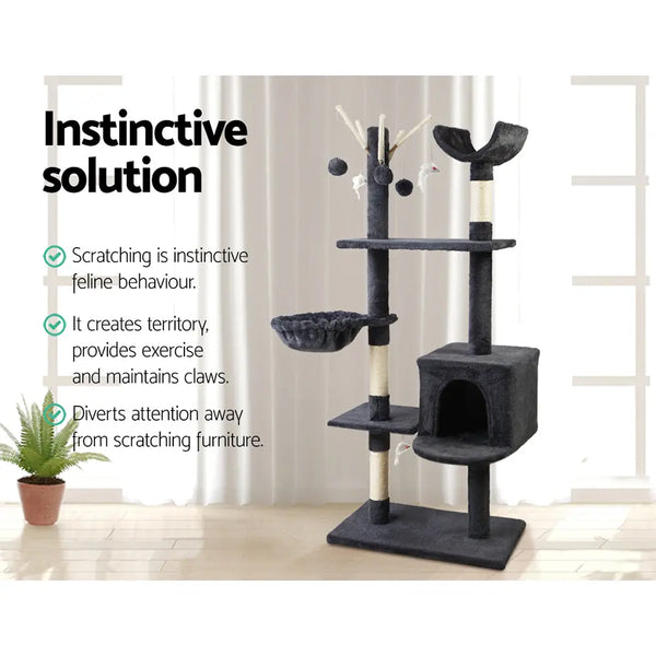 i.Pet Cat Tree 140cm Trees Scratching Post Scratcher Tower Condo House Furniture Wood Deals499