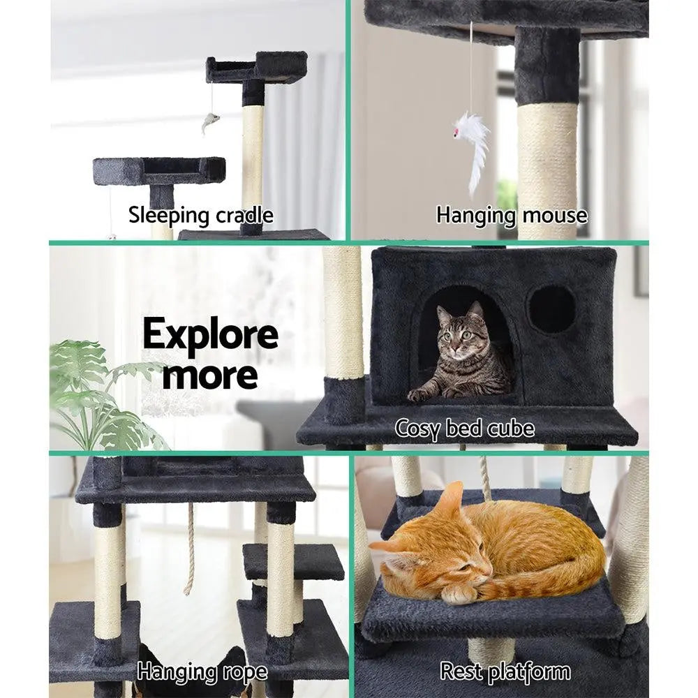 i.Pet Cat Tree 184cm Trees Scratching Post Scratcher Tower Condo House Furniture Wood Deals499