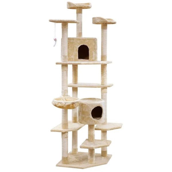 i.Pet Cat Tree 203cm Trees Scratching Post Scratcher Tower Condo House Furniture Wood Beige Deals499