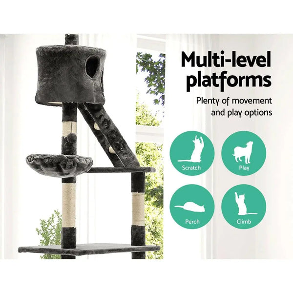 i.Pet Cat Tree 260cm Trees Scratching Post Scratcher Tower Condo House Furniture Wood Deals499