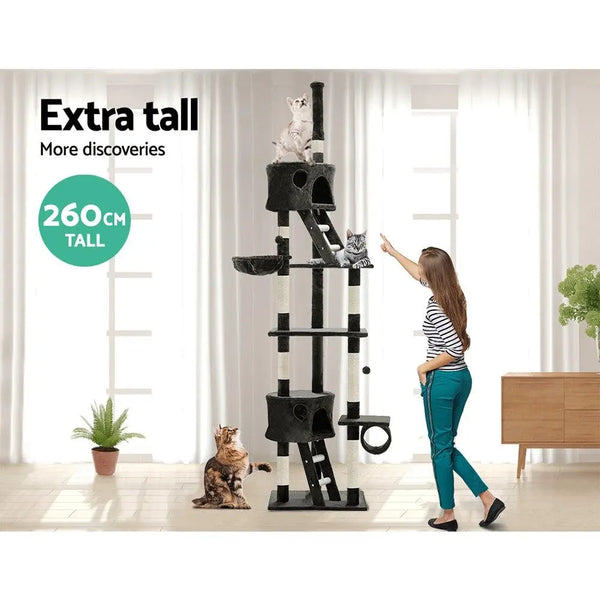 i.Pet Cat Tree 260cm Trees Scratching Post Scratcher Tower Condo House Furniture Wood Deals499