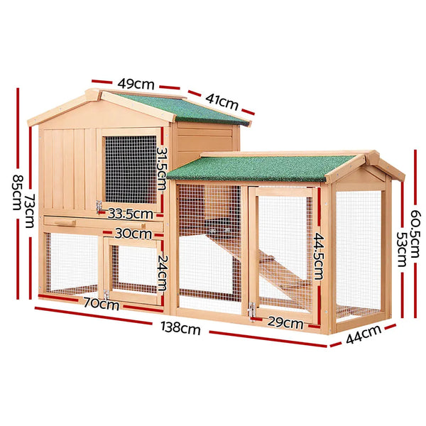 i.Pet Chicken Coop Rabbit Hutch 138cm Wide Wooden Pet Hutch Deals499