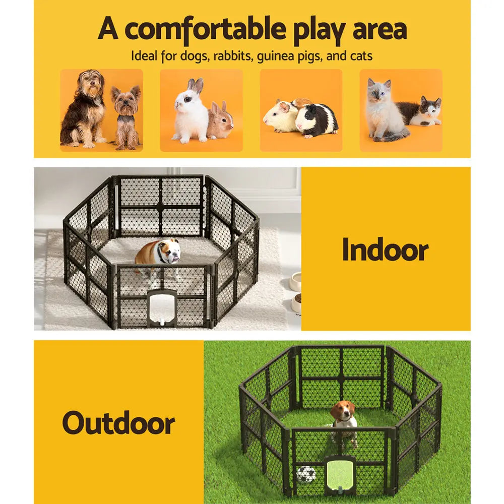 i.Pet Pet Dog Playpen Enclosure 6 Panel Fence Puppy Cage Plastic Play Pen Fold Deals499