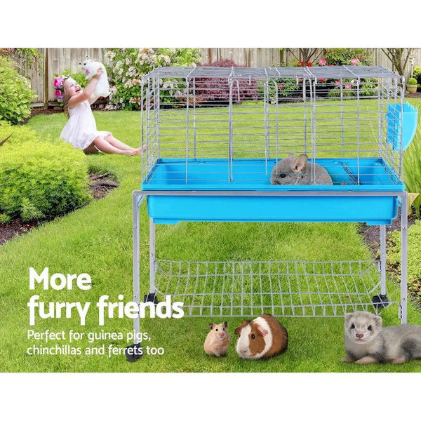 i.Pet Rabbit Cage Hutch Cages Indoor Hamster Enclosure Carrier Bunny Blue Deals499