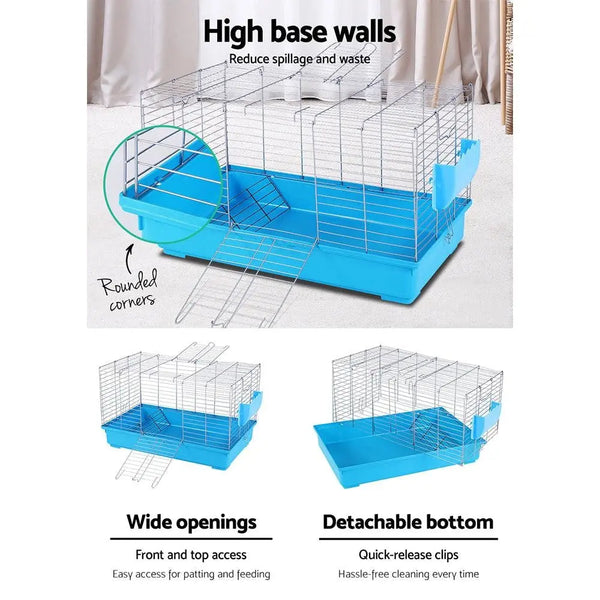 i.Pet Rabbit Cage Hutch Cages Indoor Hamster Enclosure Carrier Bunny Blue Deals499