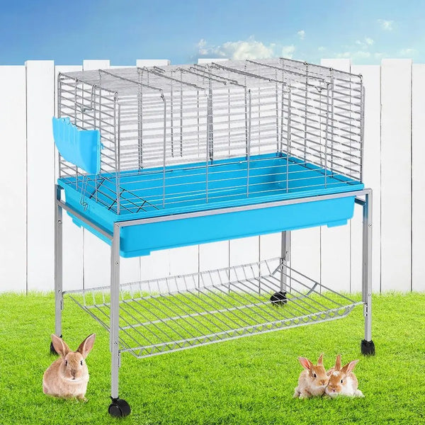 i.Pet Rabbit Cage Hutch Cages Indoor Hamster Enclosure Carrier Bunny Blue Deals499