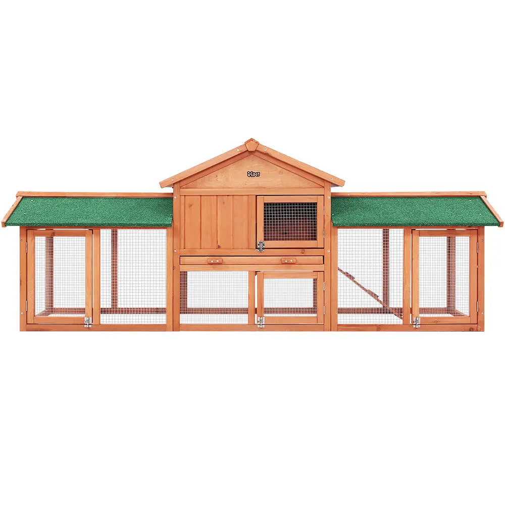 i.Pet Rabbit Hutch Chicken Coop Wooden Cage Pet Hutch 220cm x 52cm x 84cm Deals499