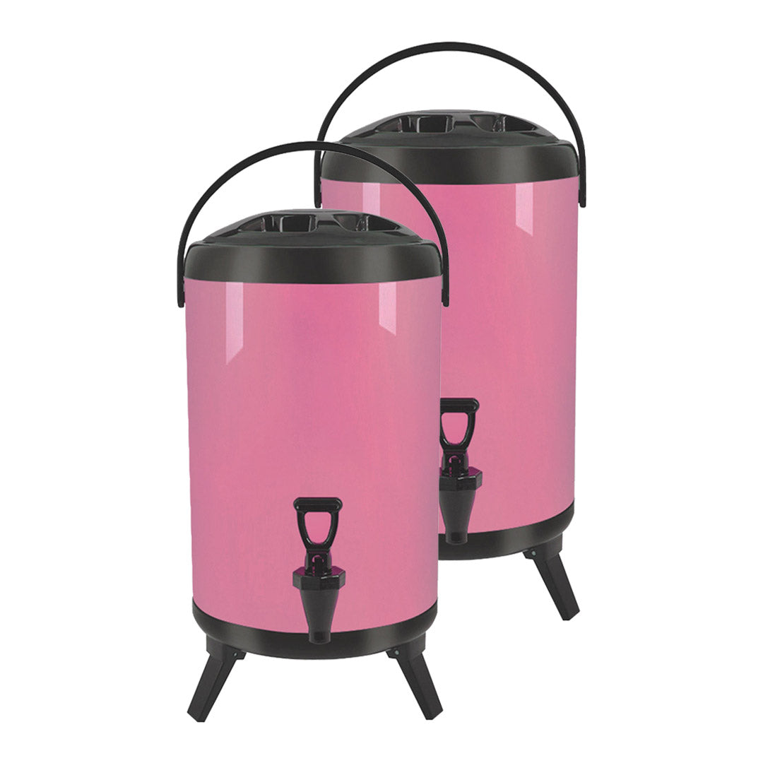 SOGA 2X 18L Stainless Steel Insulated Milk Tea Barrel Hot and Cold Beverage Dispenser Container with Faucet Pink Soga