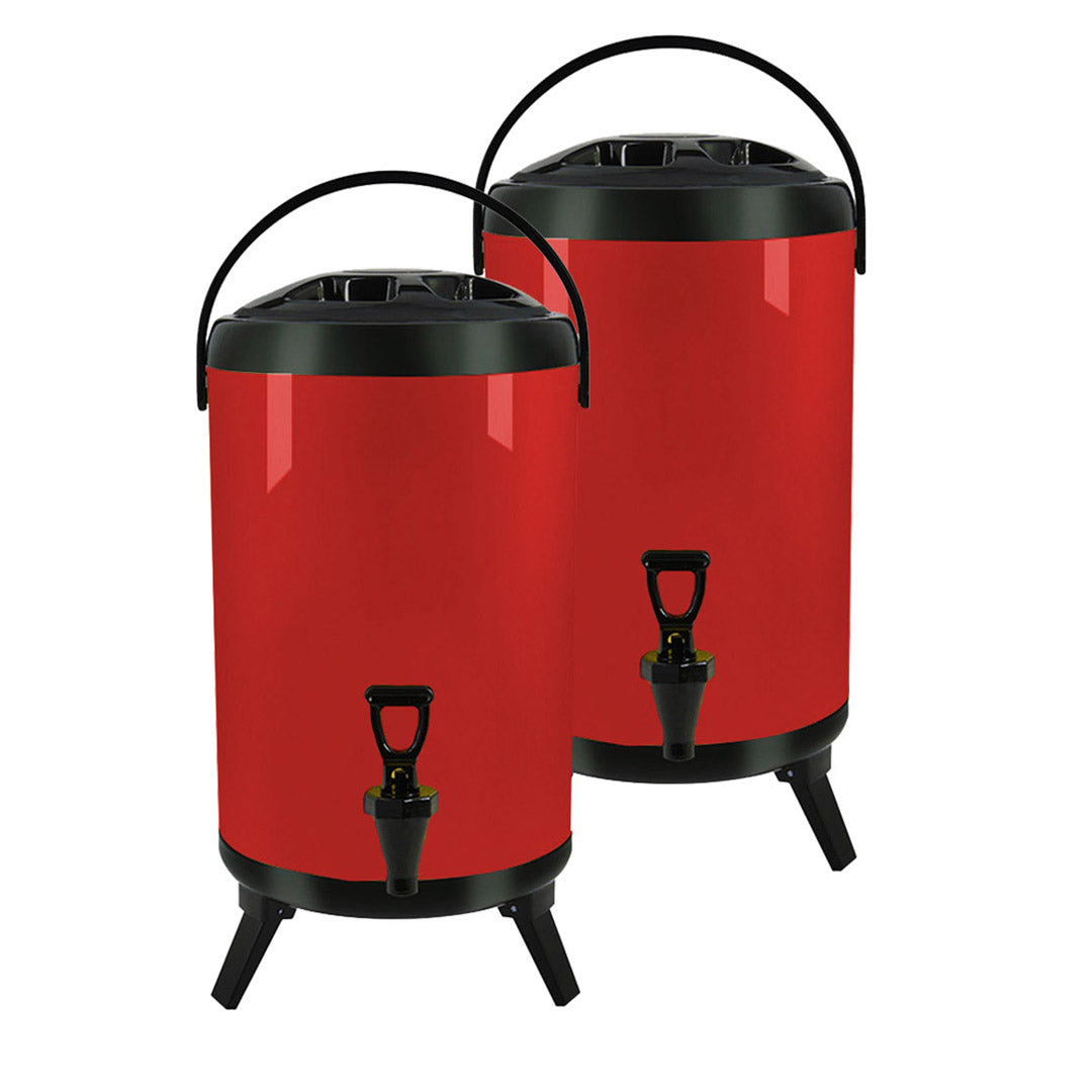 SOGA 2X 18L Stainless Steel Insulated Milk Tea Barrel Hot and Cold Beverage Dispenser Container with Faucet Red Soga