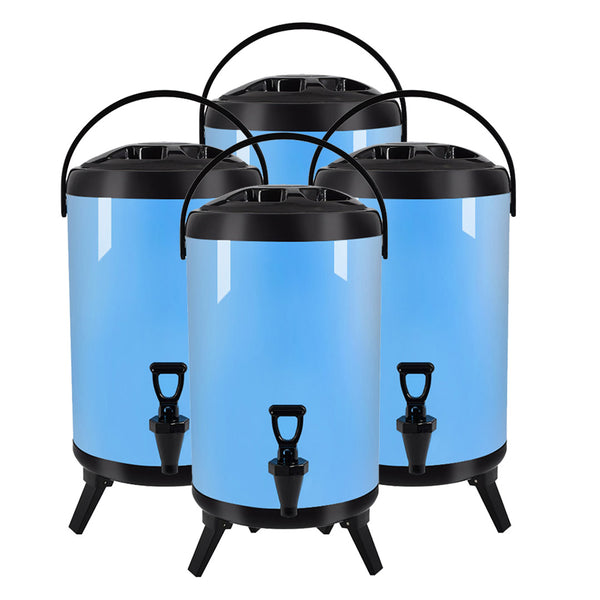 SOGA 4X 8L Stainless Steel Insulated Milk Tea Barrel Hot and Cold Beverage Dispenser Container with Faucet Blue Soga