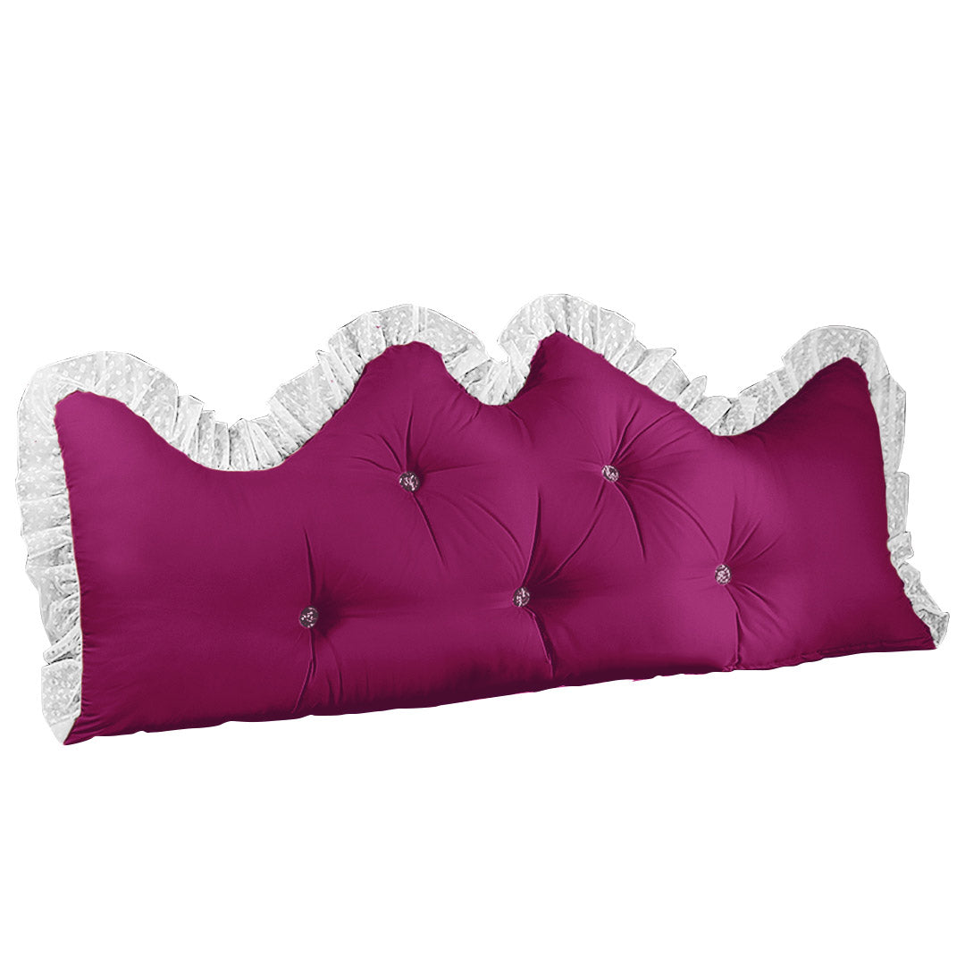 SOGA 150cm Burgundy Princess Bed Pillow Headboard Backrest Bedside Tatami Sofa Cushion with Ruffle Lace Home Decor Soga