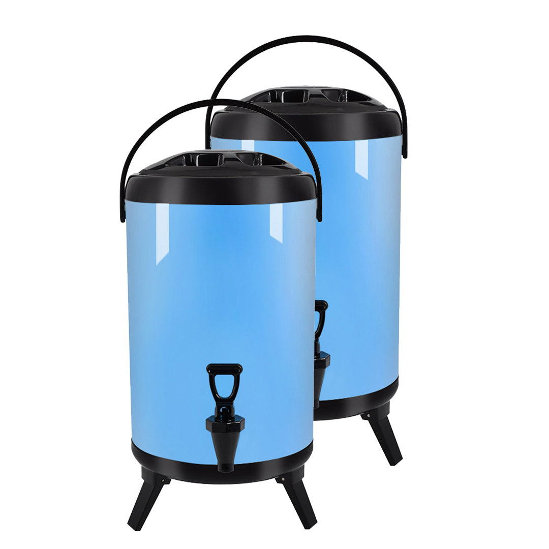 SOGA 2X 12L Stainless Steel Insulated Milk Tea Barrel Hot and Cold Beverage Dispenser Container with Faucet Blue Soga