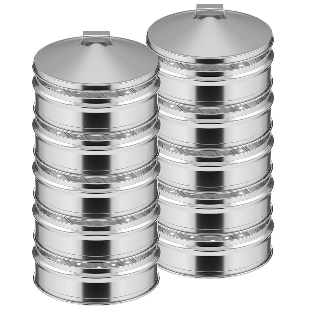 SOGA 2X 5 Tier Stainless Steel Steamers With Lid Work inside of Basket Pot Steamers 22cm Soga