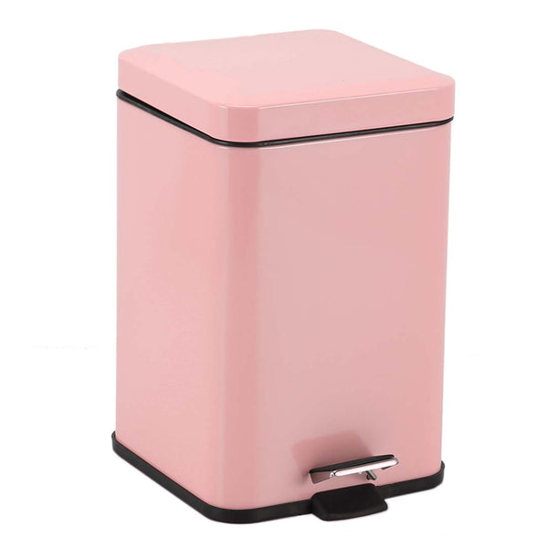 SOGA Foot Pedal Stainless Steel Rubbish Recycling Garbage Waste Trash Bin Square 6L Pink Soga